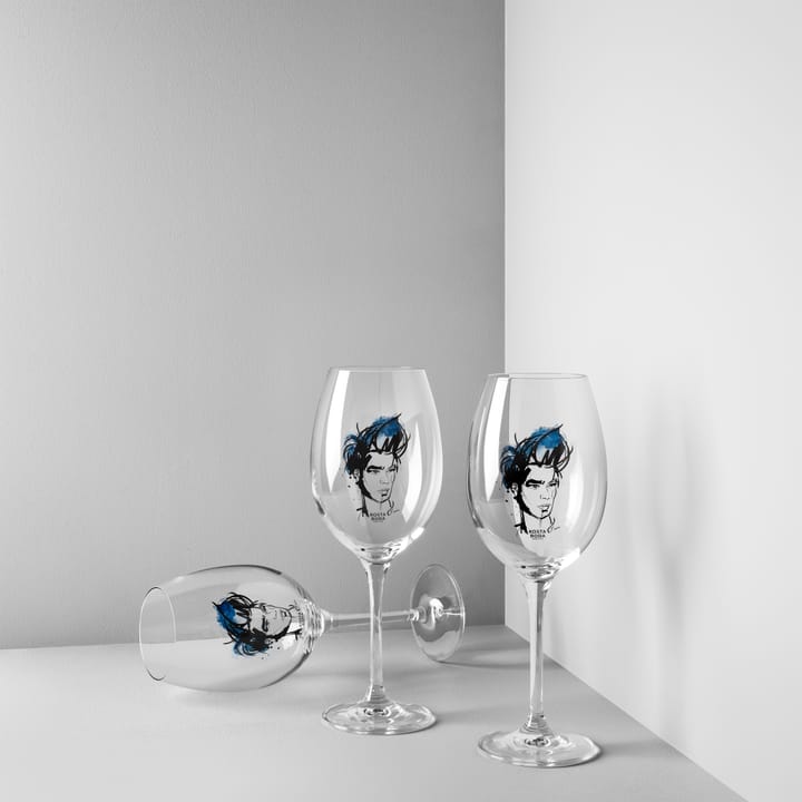 All about you wine glass 52 cl 2 pack - Miss him (blue) - Kosta Boda