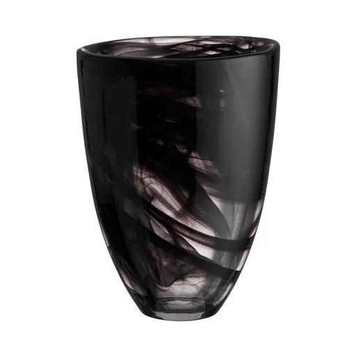 Contrast vase 200 mm, Black-black Kosta Boda