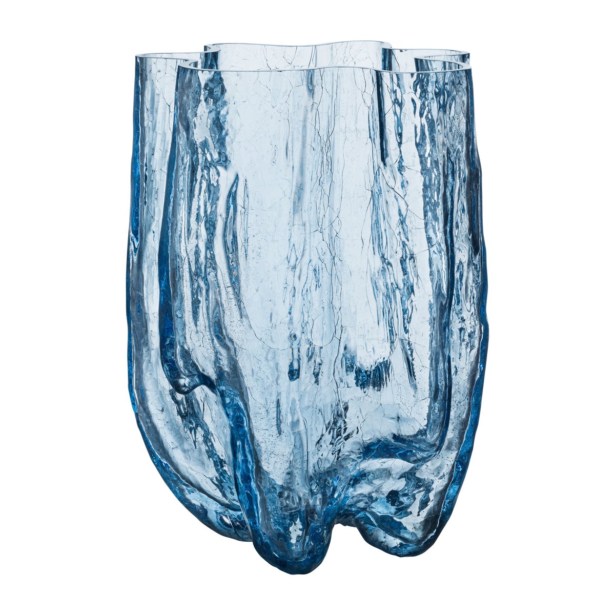 Kosta Boda Crackle vase 37 cm Circular glass | Scandinavian Design | Vases | Blue