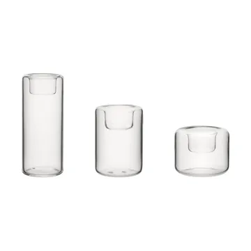 Happy candle holder 3 pieces - Clear - Kosta Boda