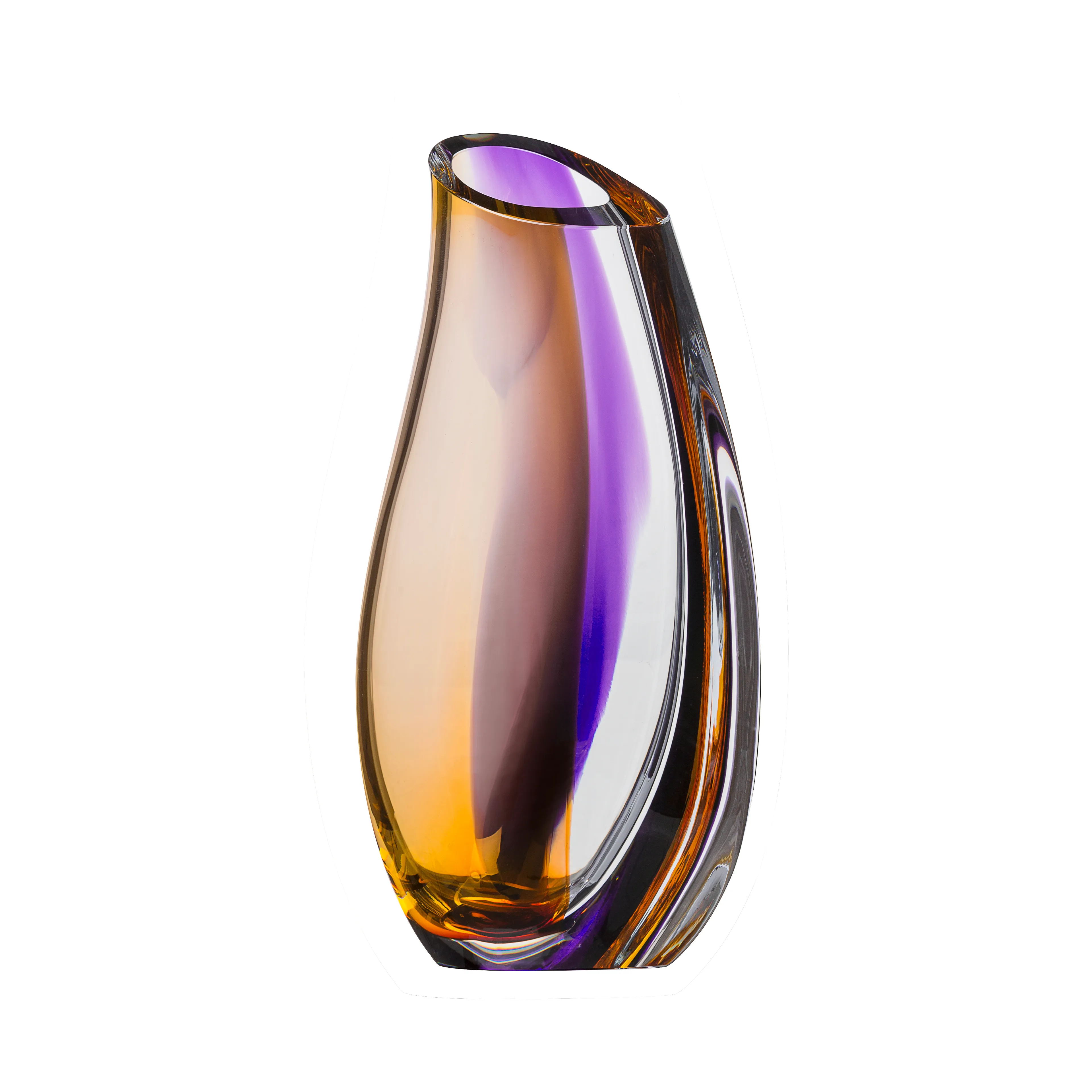紫と黄色のガラス花瓶　Kosta Boda Kosta Boda Orchid Vase Decor Orange Purple Crystal Glass High
