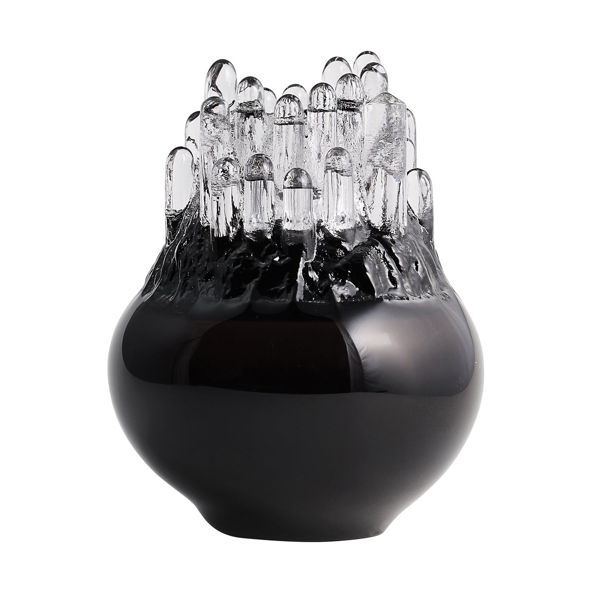 Kosta Boda Polar candle holder 190 mm Black | Scandinavian Design | Glass art | Black