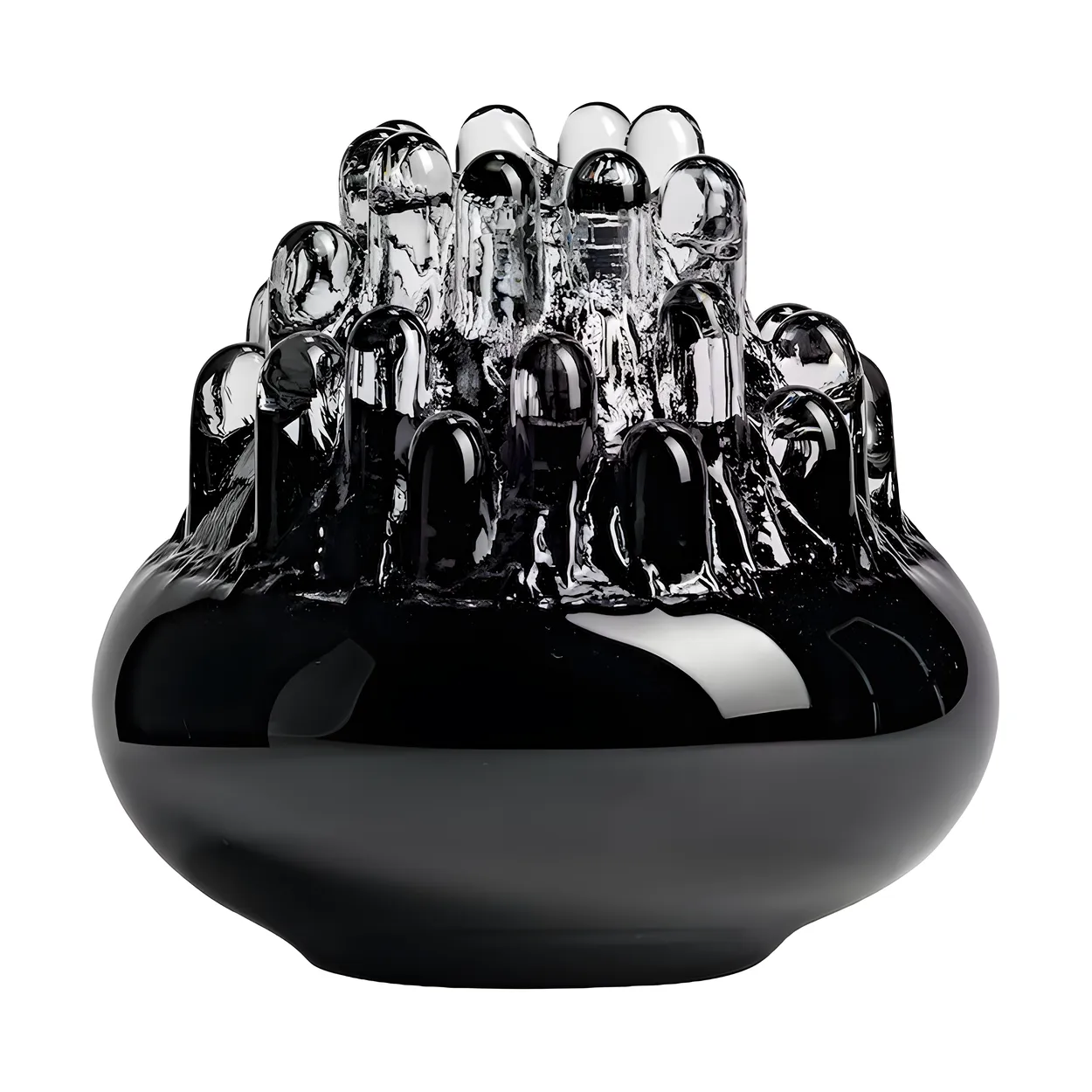 Kosta Boda Polar candle holder 200 mm Black | Scandinavian Design | Glass art | Black