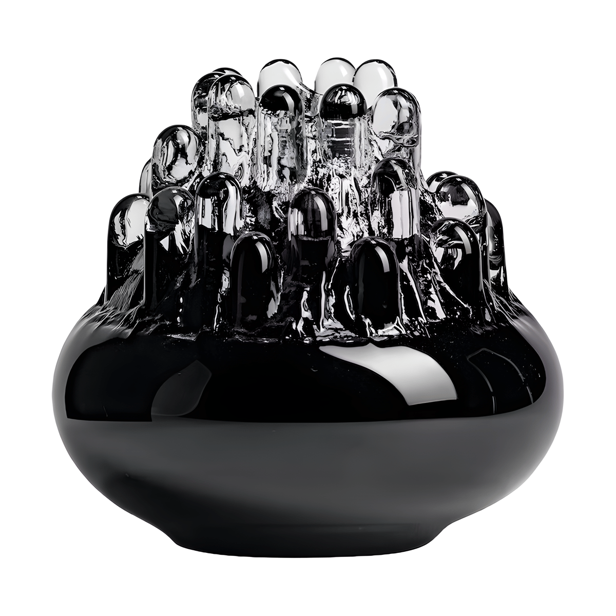 Kosta Boda Polar candle holder 200 mm Black | Scandinavian Design | Glass art | Black