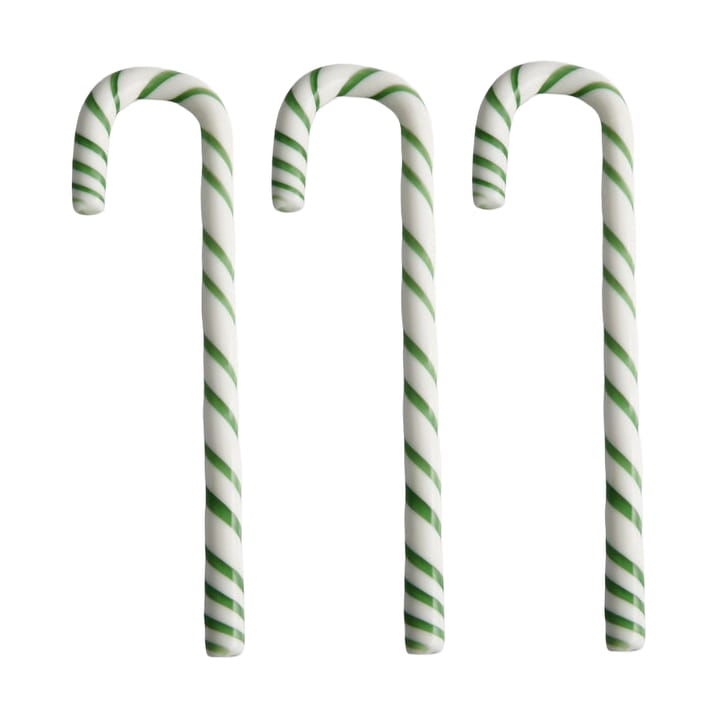 Polka cane 17 cm 3-pack - White-green - Kosta Boda