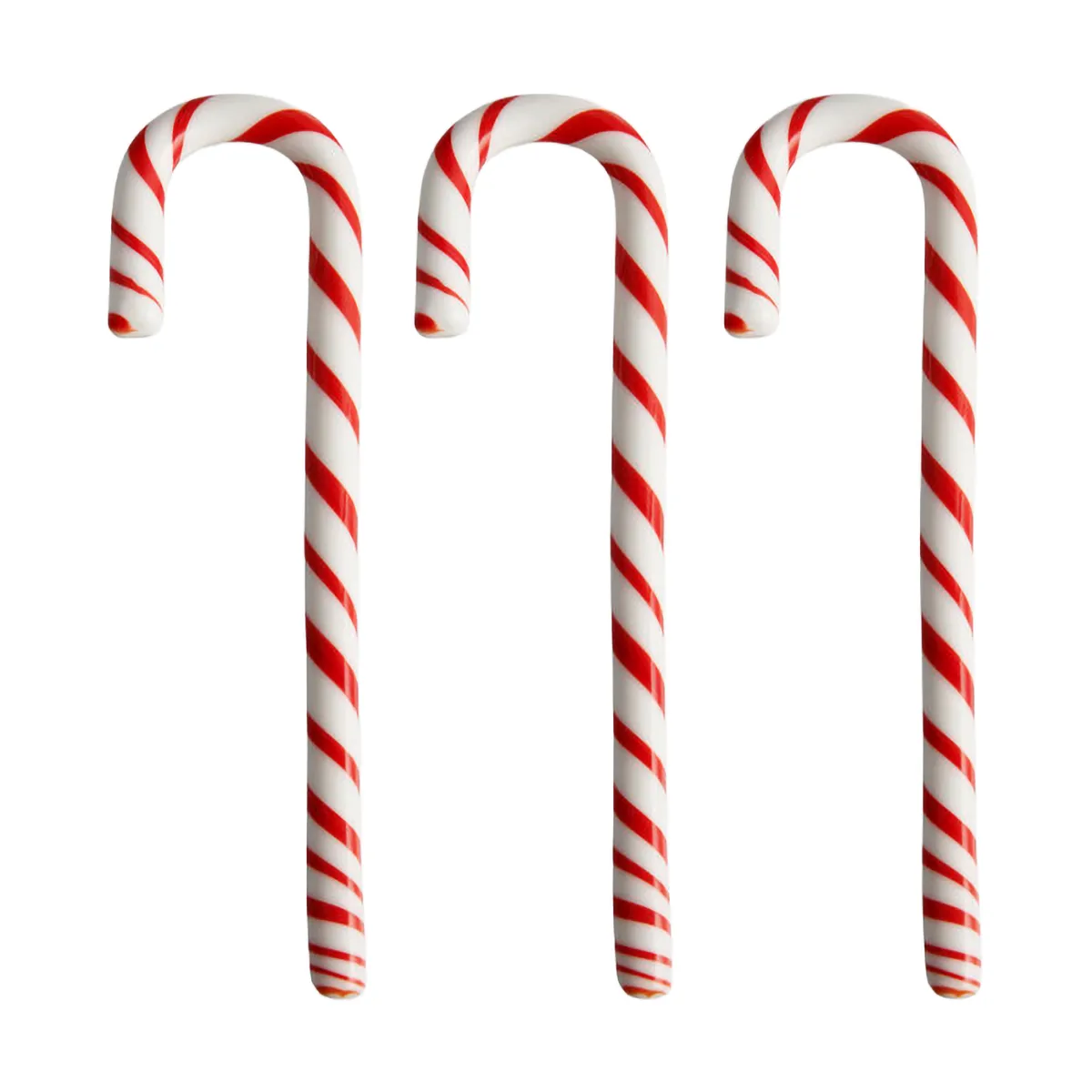 Polka cane 17 cm 3-pack, White-red Kosta Boda