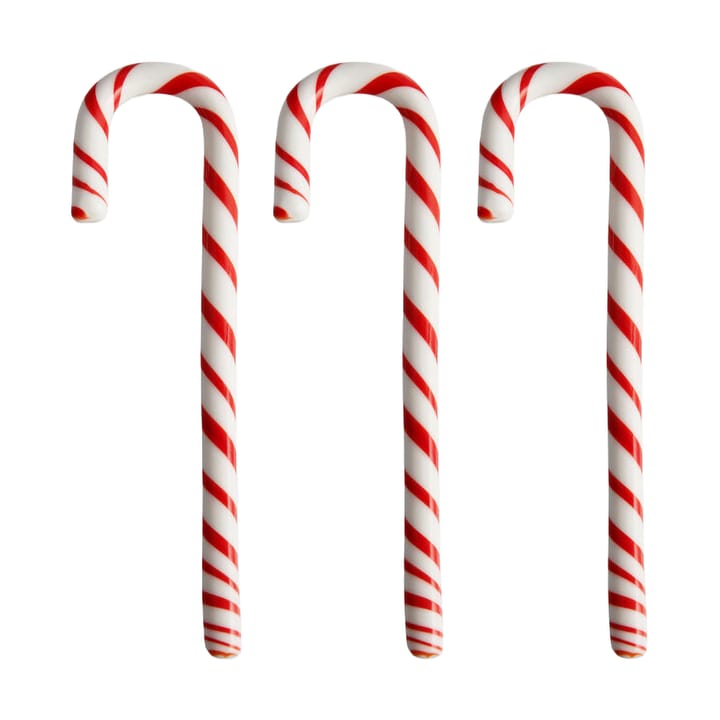 Polka cane 17 cm 3-pack - White-red - Kosta Boda