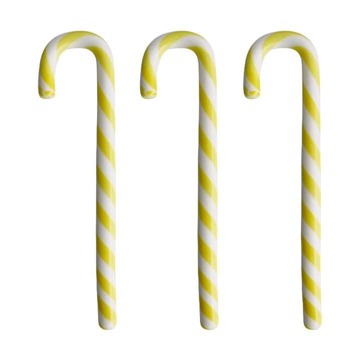 Polka cane 17 cm 3-pack - White-yellow - Kosta Boda