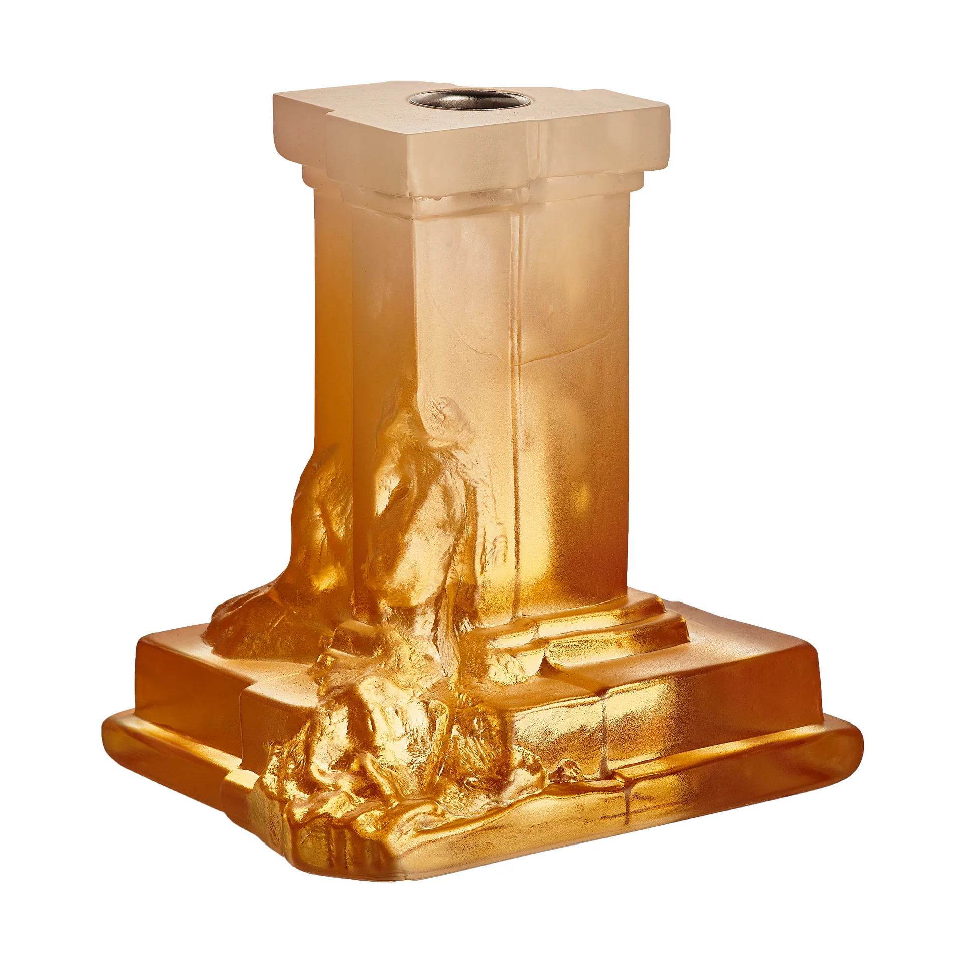 Rocky Baroque candle sticks 150 mm, Amber haze Kosta Boda