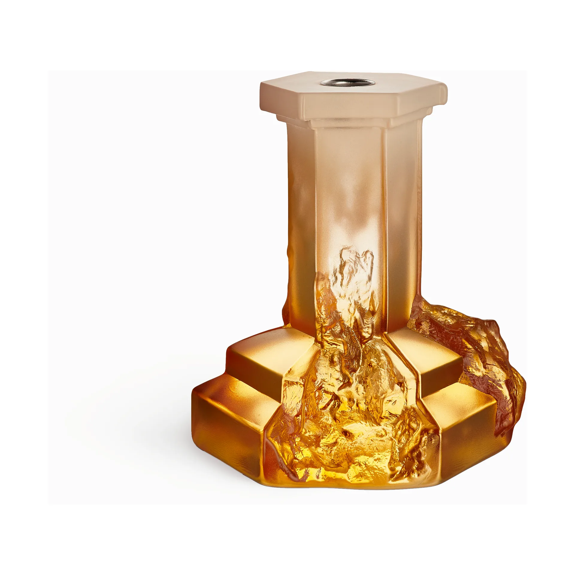 Rocky Baroque candle sticks 175 mm, Amber haze Kosta Boda