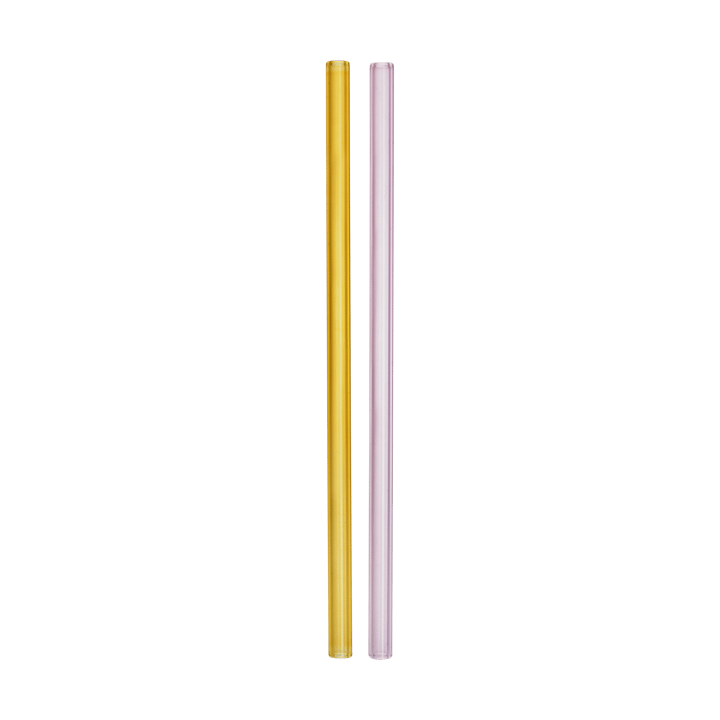 Sipsavor straws 200 mm 2-pack - Pink-yellow - Kosta Boda