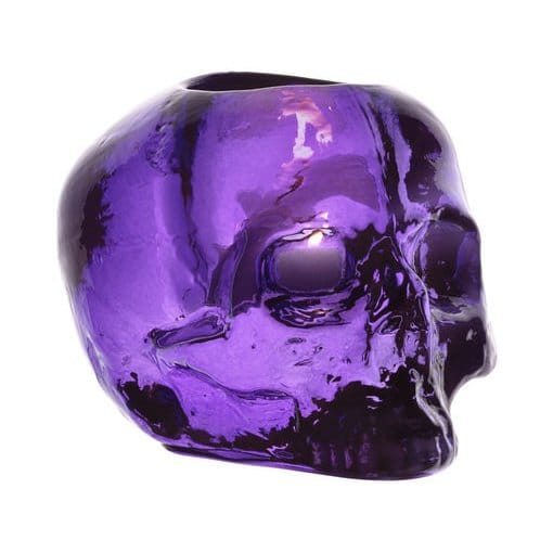 Skull votive - purple - Kosta Boda