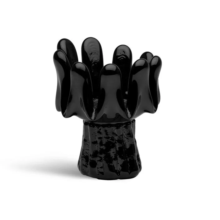 Sunflower candle holder 11.5 cm, Black Kosta Boda