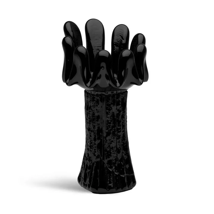 Sunflower candle holder 18 cm - Black - Kosta Boda
