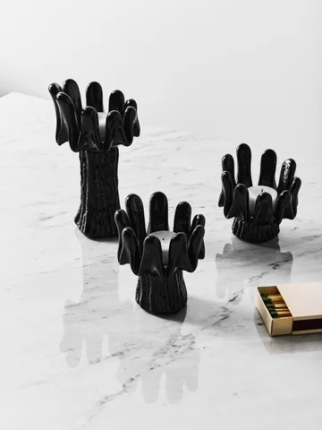 Sunflower candle holder 18 cm - Black - Kosta Boda