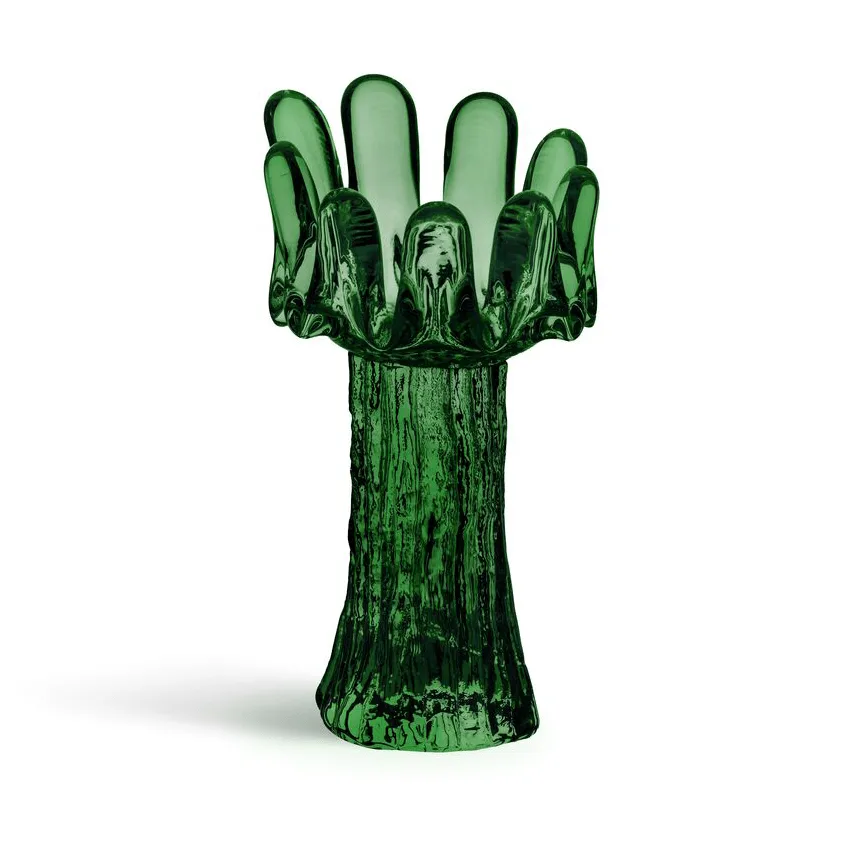 Sunflower candle holder 18 cm, Emerald green Kosta Boda