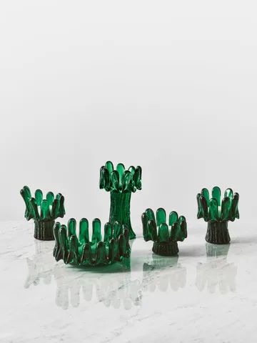 Sunflower candle holder 9.2 cm - Emerald green - Kosta Boda