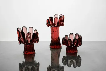 Sunflower candle holder 9.2 cm - Red - Kosta Boda