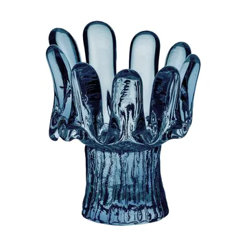 Sunflower candle holder circular glass 11.5 cm - Blue - Kosta Boda