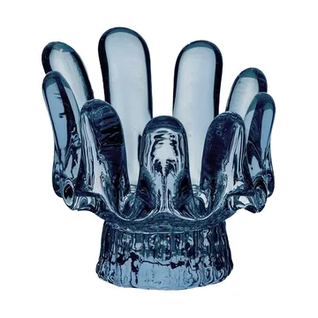 Sunflower candle holder circular glass 9.2 cm - Blue - Kosta Boda
