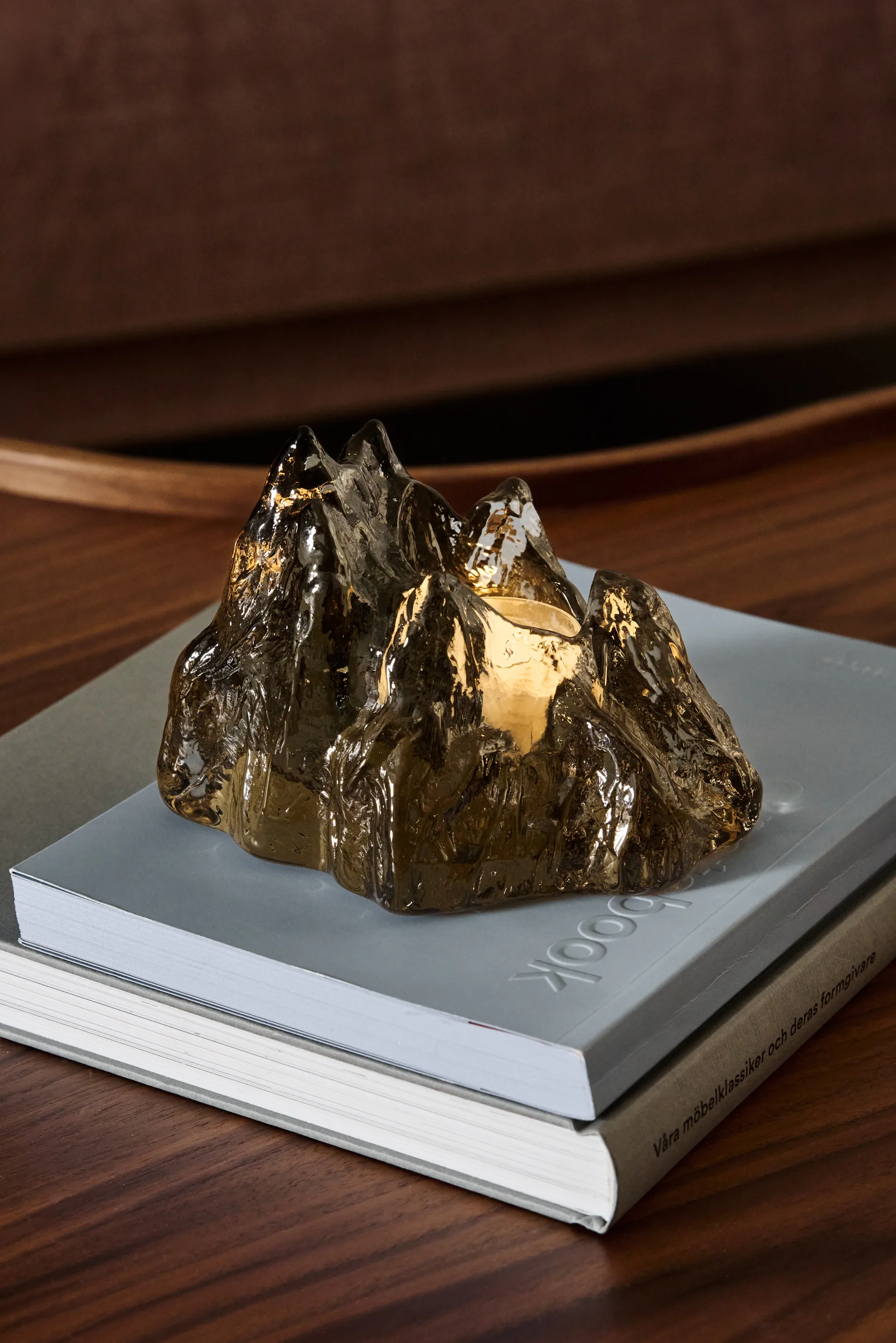 The Rock tealight holder 91 mm, Taupe Kosta Boda