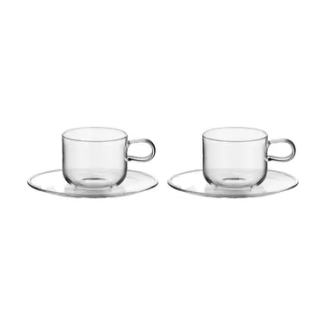 Viva cup with saucer 30 cl 2-pack - Clear - Kosta Boda