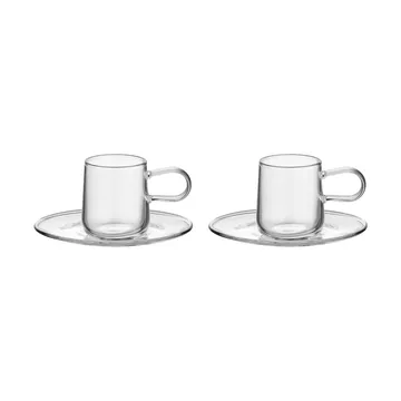 Viva espresso cup with saucer 8 cl 2-pack - Clear - Kosta Boda