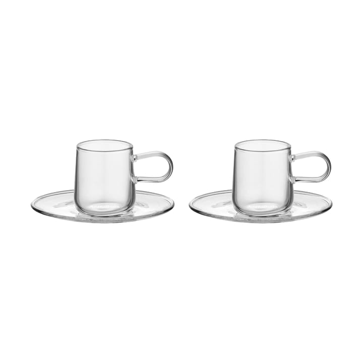 Viva espresso cup with saucer 8 cl 2-pack - Clear - Kosta Boda