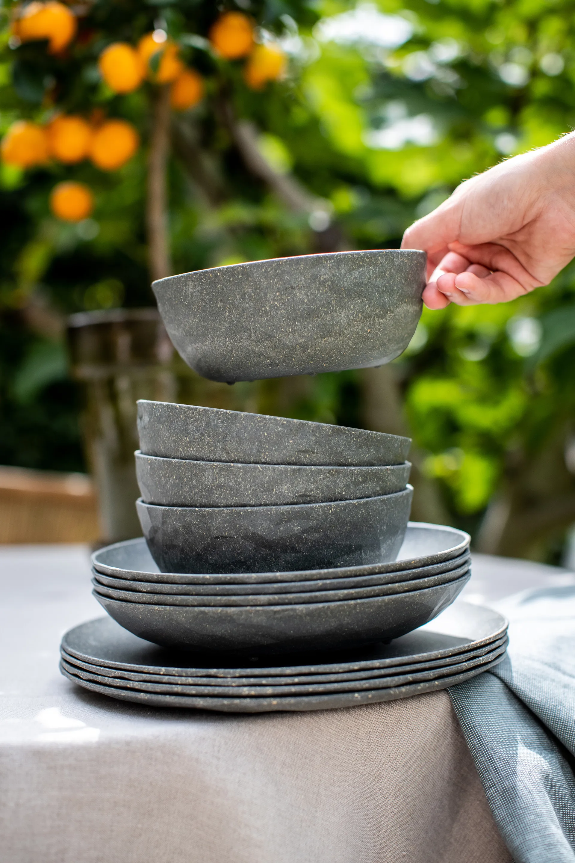 Club bowl Ø16.2 cm 4-pack biocircular thermoplastic, Nature ash grey Koziol