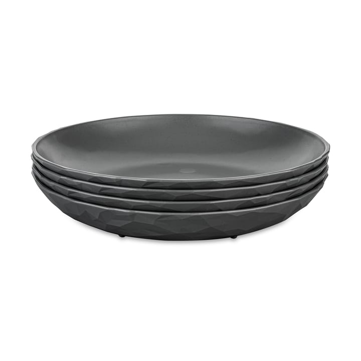 Club deep plate Ø22 cm 4-pack biocircular thermoplastic - Nature ash grey - Koziol