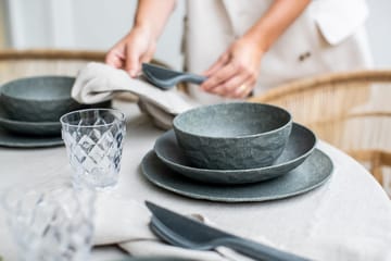 Club deep plate Ø22 cm 4-pack biocircular thermoplastic - Nature ash grey - Koziol
