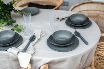 Club deep plate Ø22 cm 4-pack biocircular thermoplastic - Nature ash grey - Koziol