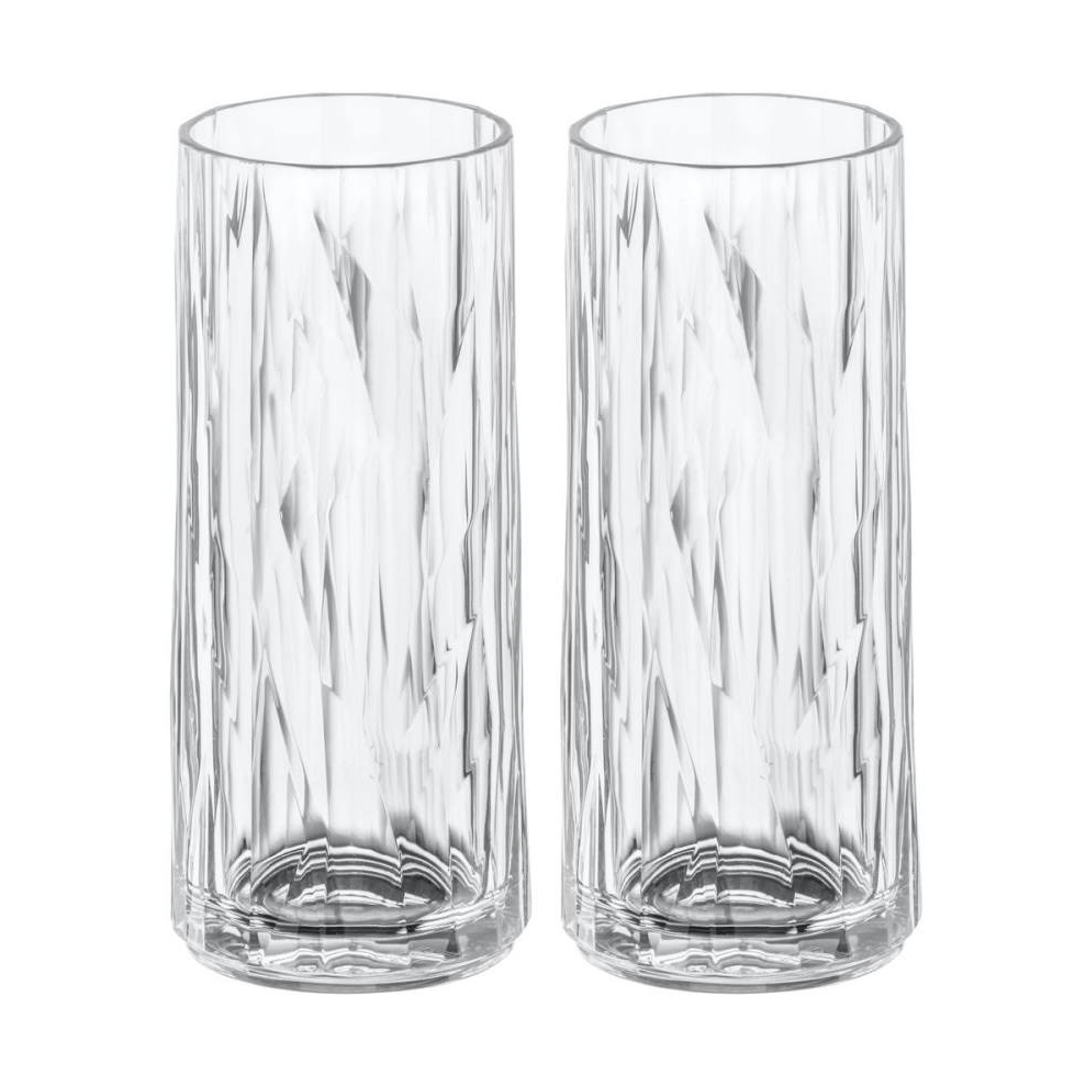 Koziol Club No. 3 long drink glass plastic 25 cl 2-pack Crystal clear