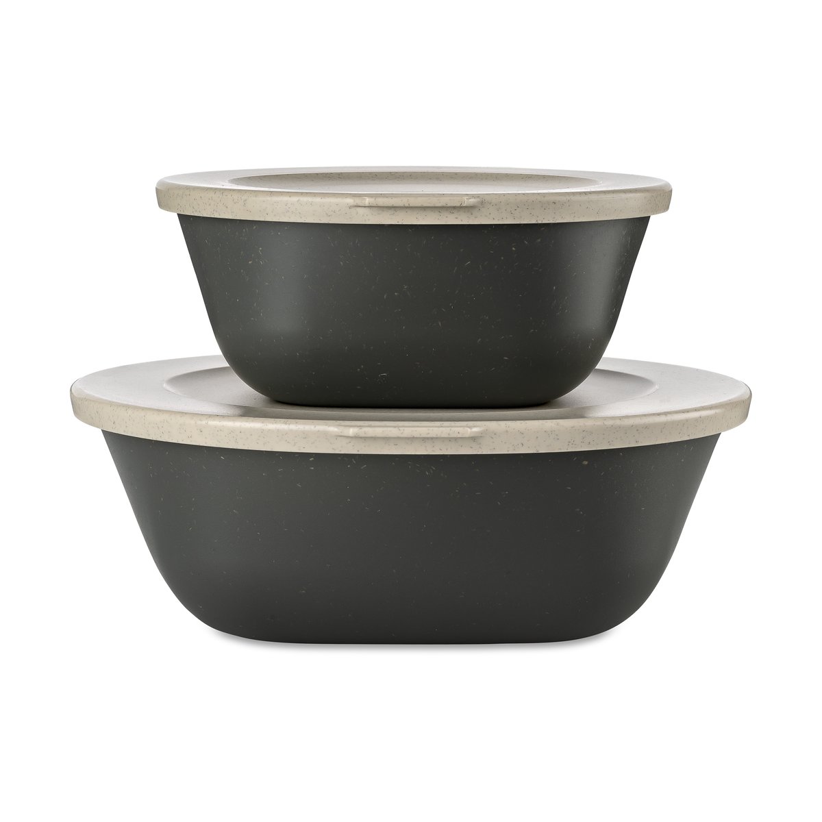 Koziol Connect Kopenhagen bowl with lid set of 2 Natural ash grey