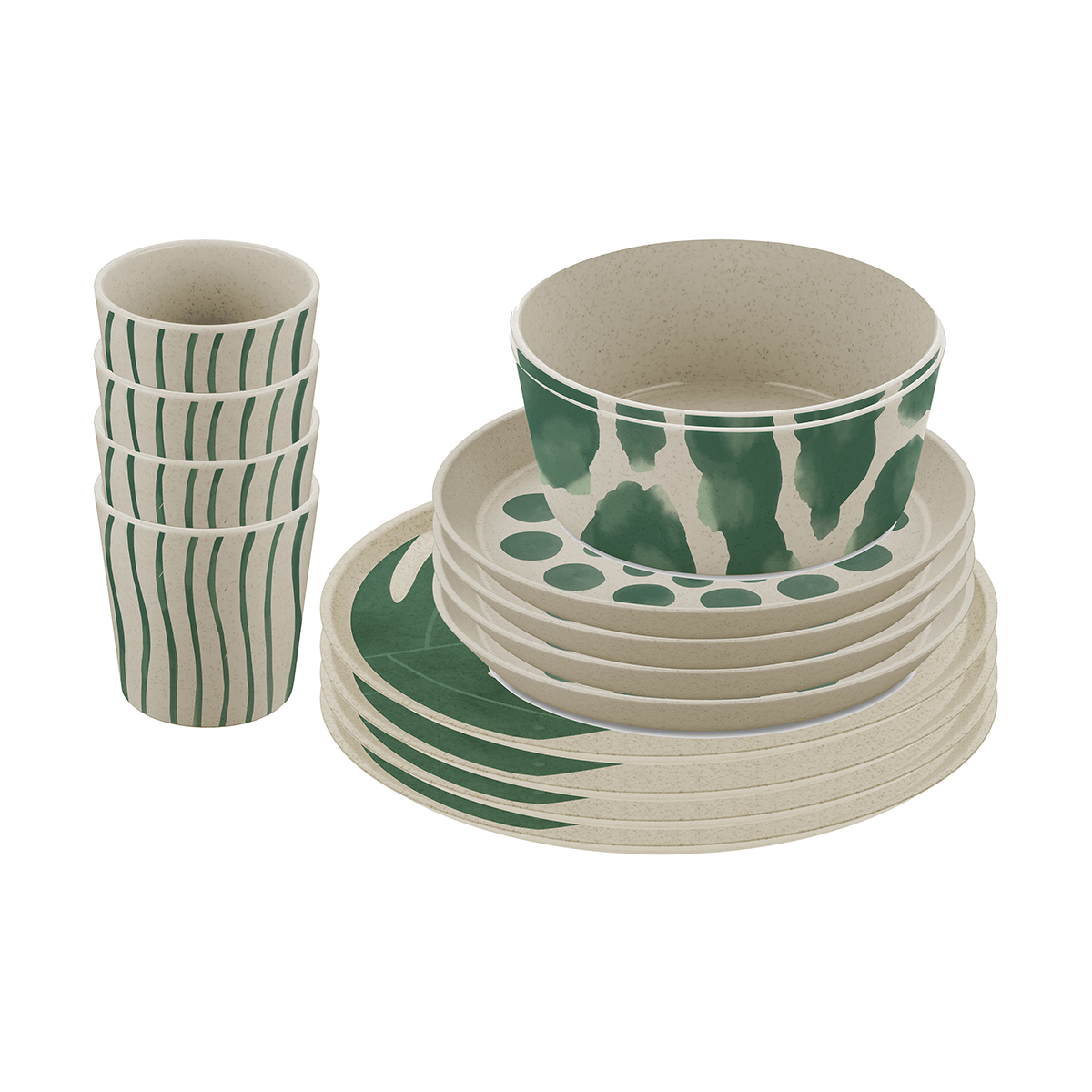 Koziol Connect Monstera service set 16 pieces Natural desert sand