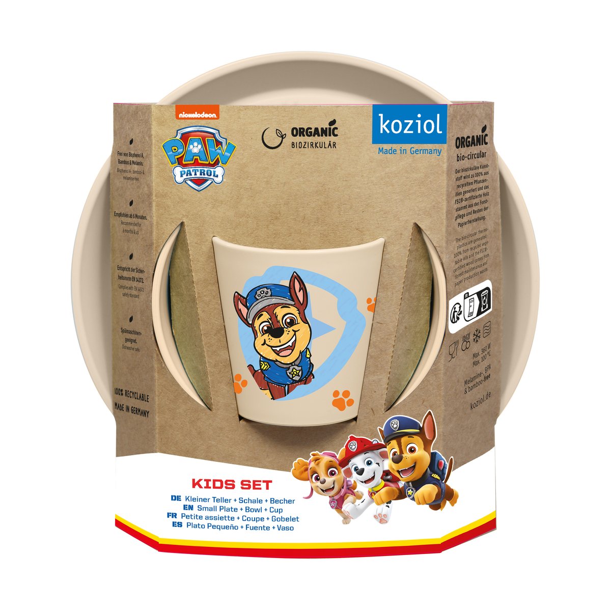 Koziol Connect Paw Patrol children's dinner set 3 pieces Beige