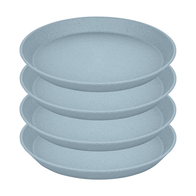 Koziol Connect small plate Ø20.5 cm 4-pack Natural flower blue