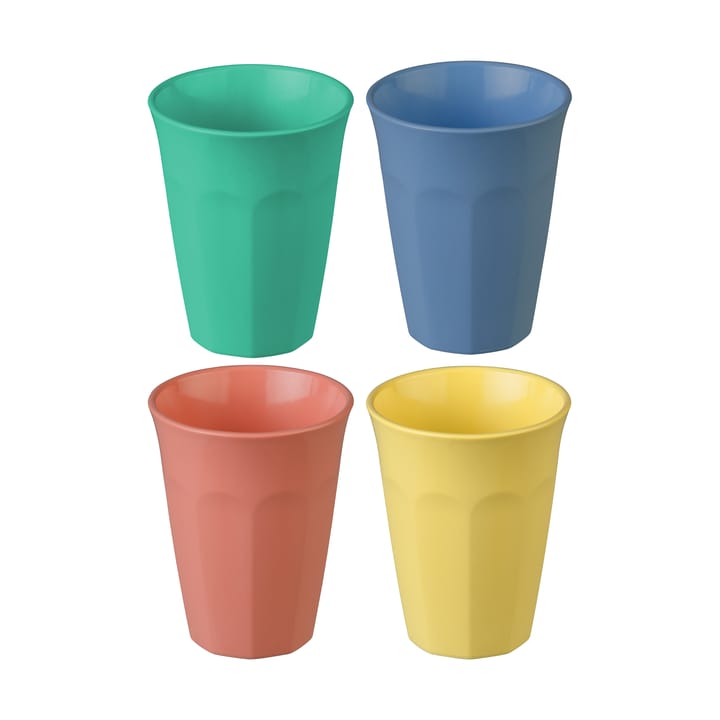Nora cup M 30 cl 4-pack - Blue-coral-green-yellow - Koziol