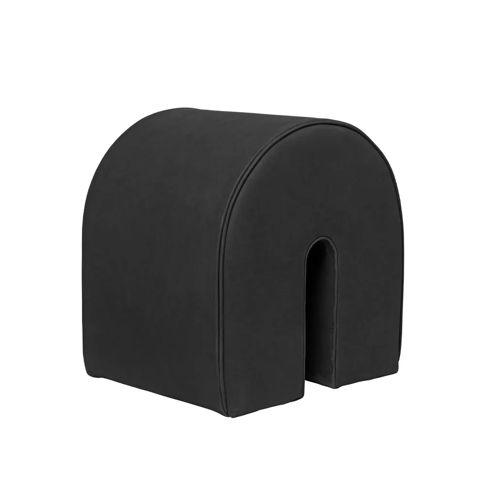 Kristina Dam Studio Curved pouf Leather black | Scandinavian Design | Sitting poufs | Black