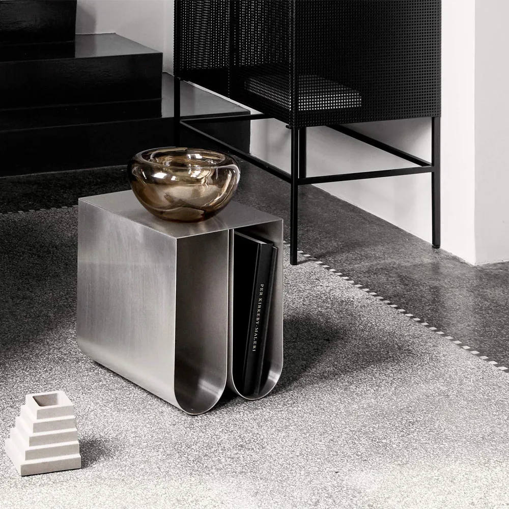 Curved side table, Stainless steel Kristina Dam Studio