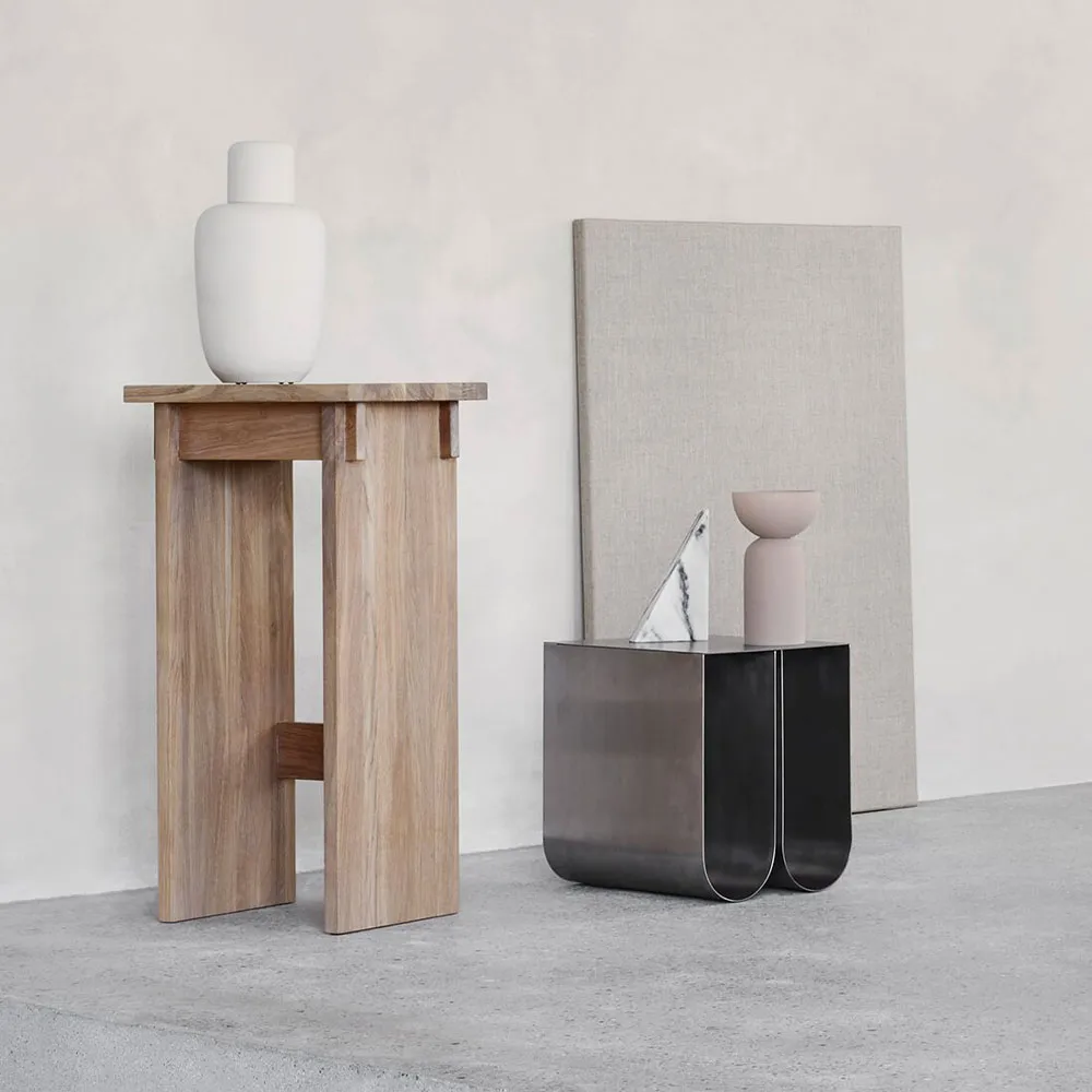 Curved side table, Stainless steel Kristina Dam Studio