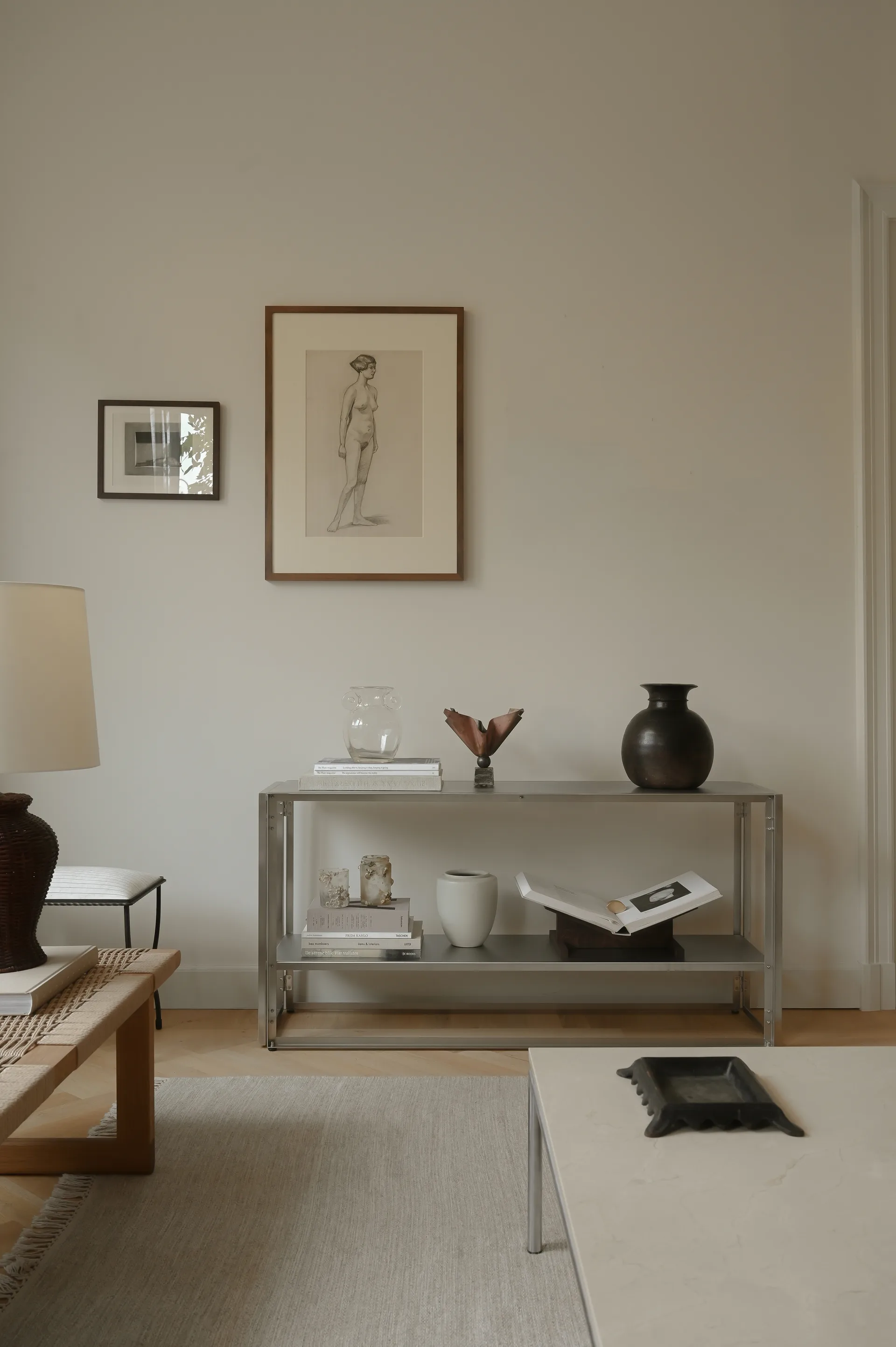 Foldable console 124x60 cm, Brushed stainless steel Kristina Dam Studio