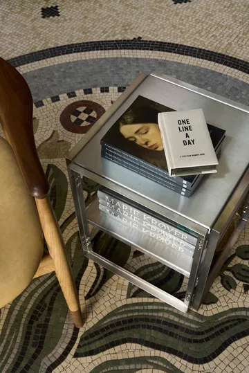 Foldable side table 40x40 cm - Brushed stainless steel - Kristina Dam Studio