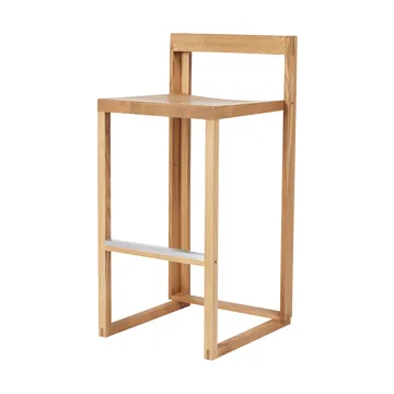 Outline bar stool 75 cm - Warm lacquered oak–brushed steel - Kristina Dam Studio