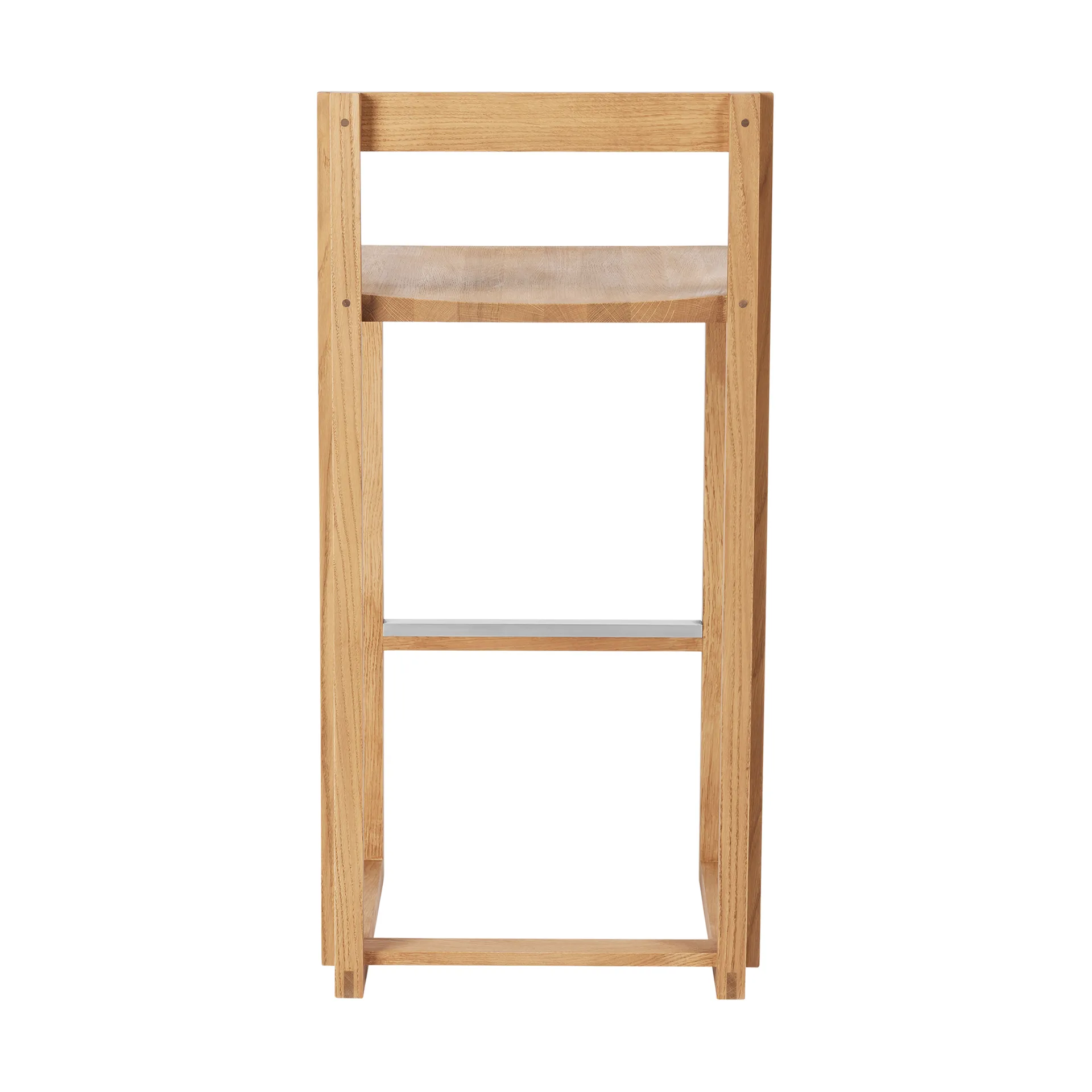 Outline bar stool 75 cm, Warm lacquered oak–brushed steel Kristina Dam Studio