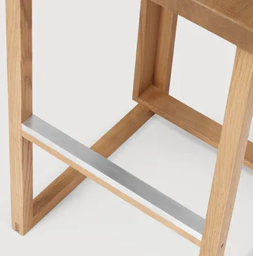 Outline bar stool 75 cm - Warm lacquered oak–brushed steel - Kristina Dam Studio