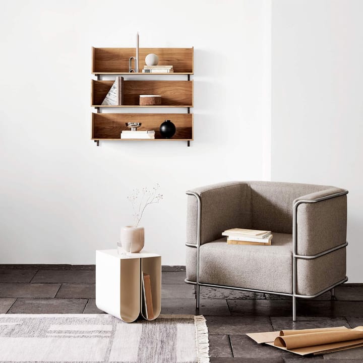 Stack wall shelf - Oak, consoles in dark oiled walnut - Kristina Dam Studio