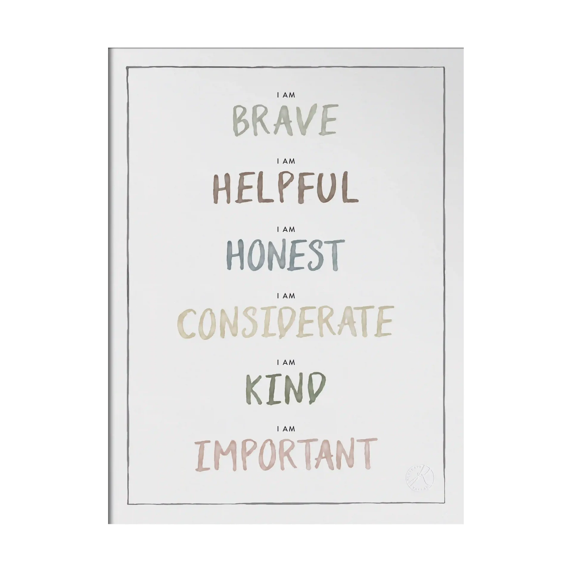 I am poster 30x40 cm, Dusty pastel Kunskapstavlan®