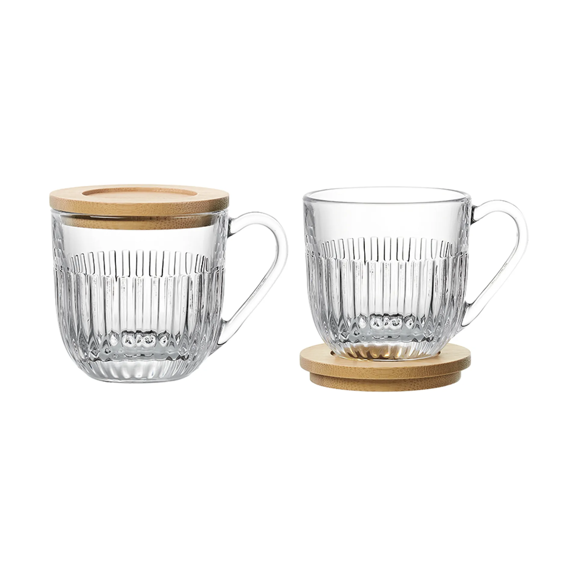 Ouessant mug with lid/saucer 2-pack, Transparent-bamboo La Rochère