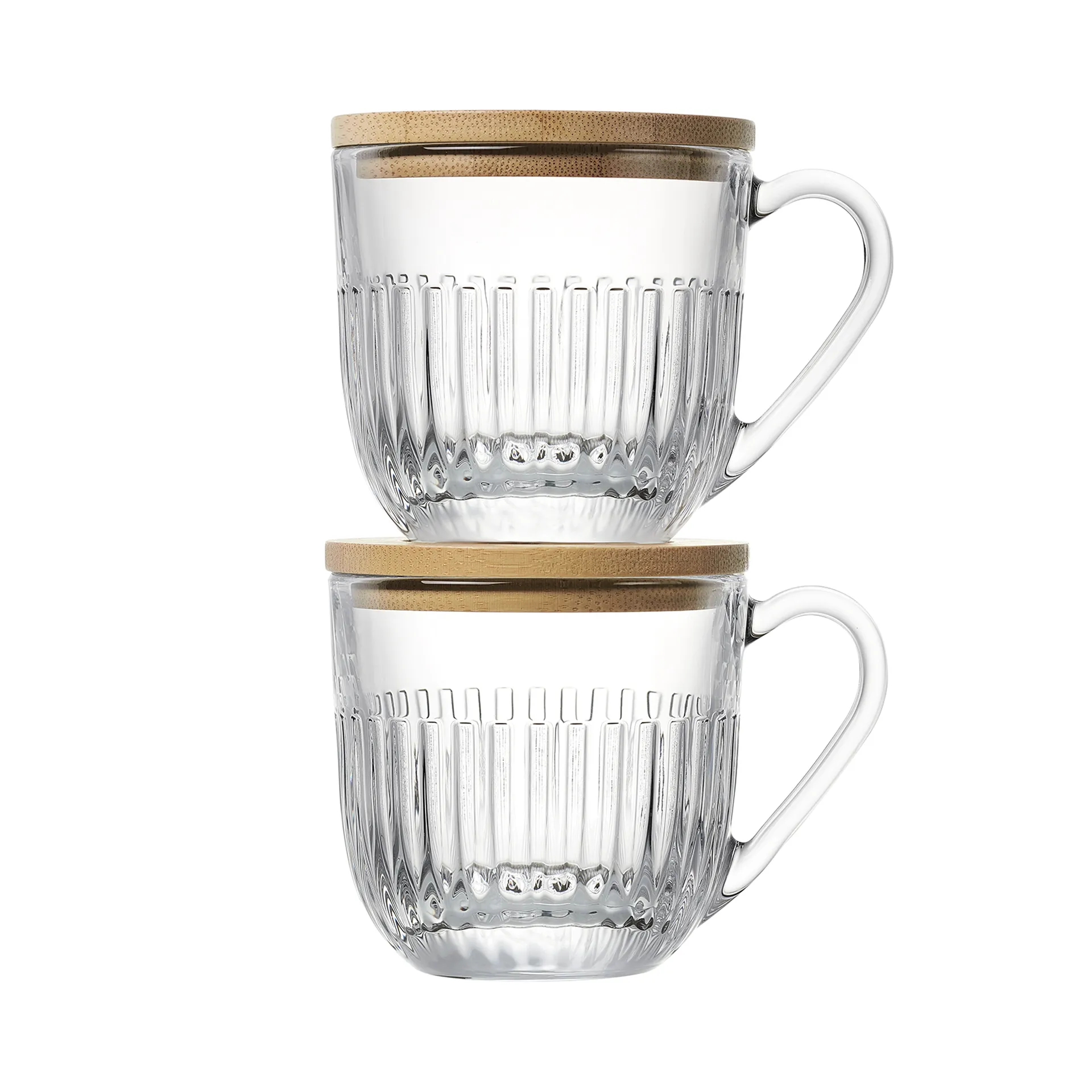 Ouessant mug with lid/saucer 2-pack, Transparent-bamboo La Rochère